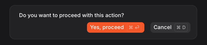 An accept/decline confirmation rendered in Vibe Work, showing two buttons for accept and decline.