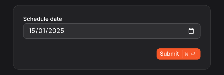 A date picker field rendered in Vibe Work.