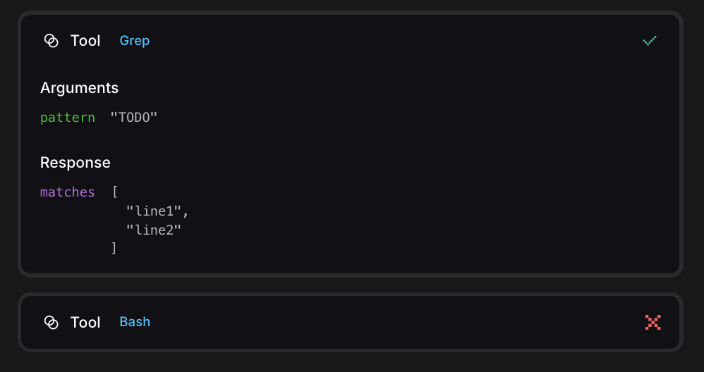 A generic tool UI state rendered in Vibe Work, showing tool execution status.